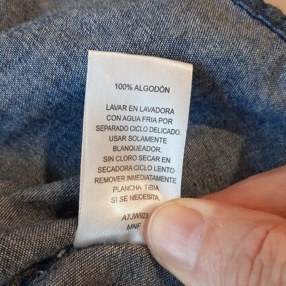 Derek Heart Womens Small Blue Chambray Spaghetti Strap Top Ruffle Peplum - Picture 10 of 12